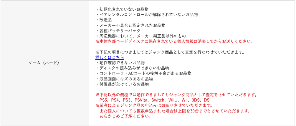 ゲオ 買取申し込み前に お売りいただけない商品